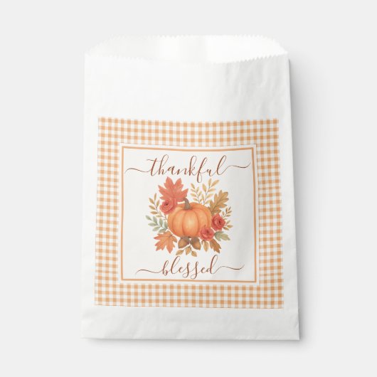Sachets En Papier Merci et béni Citrouille | Action de grâces automn (Devant)