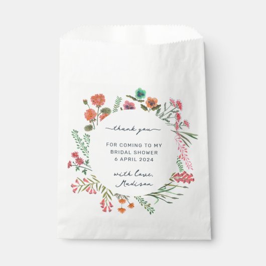 Sachets En Papier Merci Fête des mariées fleur sauvage (Devant)
