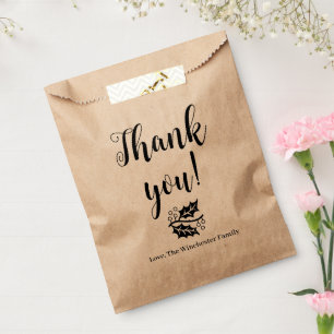 Sachets En Papier Merci feuillage script personnalisé Thanksgiving