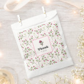 Sachets En Papier Merci Fleur sauvage à longue tige rose et vert (Coupé)