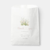 Sachets En Papier Merci Fleur sauvage Boho vert Mariage (Devant)