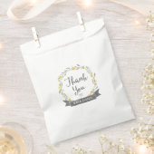 Sachets En Papier Merci Fleurs jaunes et Feuilles gris (Coupé)