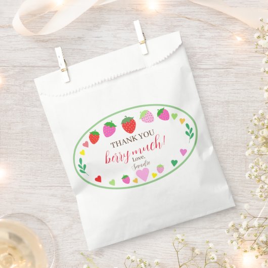 Sachets En Papier Merci fraise fête d'anniversaire (Coupé)