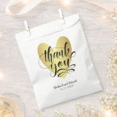 Sachets En Papier Merci Gold Heart personnalisé (Coupé)