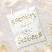 Sachets En Papier Merci Mariage Confetti blanc et or (Coupé)