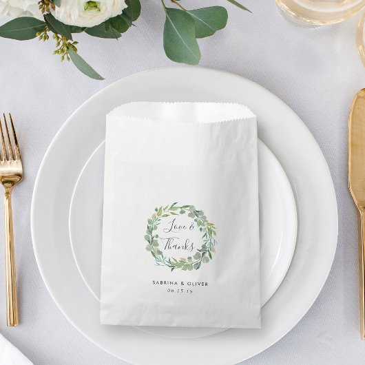 Sachets En Papier Merci Mariage de couronne d'eucalyptus