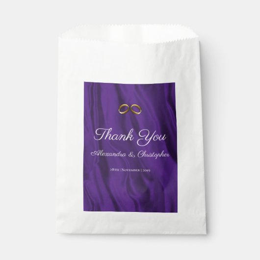 Sachets En Papier Merci Mariage de soie violette (Devant)