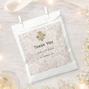 Sachets En Papier Merci Mariage fleuri à bijoux d'or
