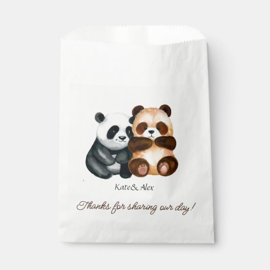 Sachets En Papier Merci, Mariage mignon Couple (Devant)