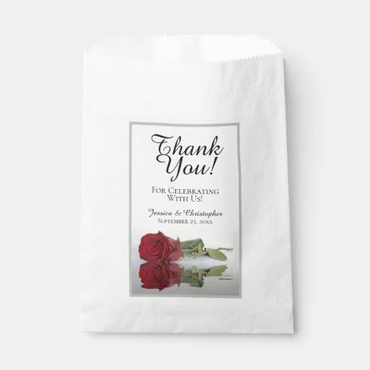 Sachets En Papier Merci Mariage romantique de Rose rouge (Devant)