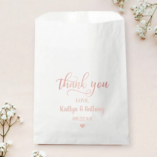 Sachets En Papier Merci Mariage Rose chic Gold Foil