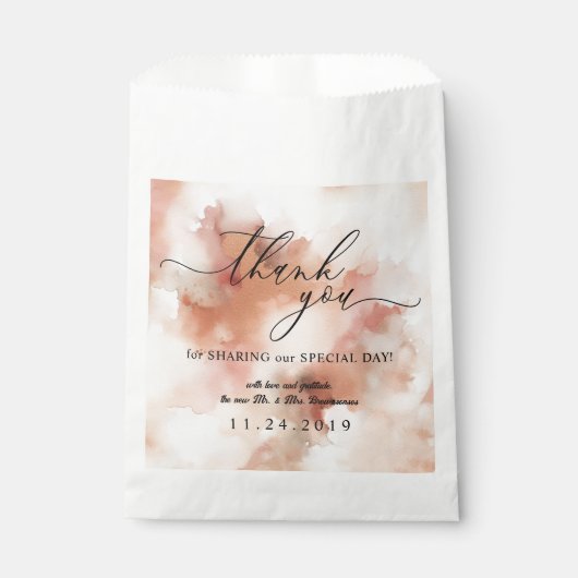 Sachets En Papier Merci Mariage RoseGold Earthtone Aquarelle (Devant)