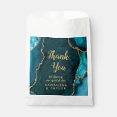 Sachets En Papier Merci Mariage turquoise Blue et Gold Agate (Devant)