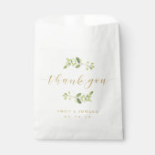 Sachets En Papier Merci Mariage verdoyant et or (Devant)