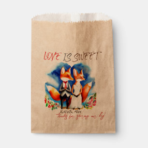 Sachets En Papier Merci, mignonne Fox Couple, l'amour est Mariage do