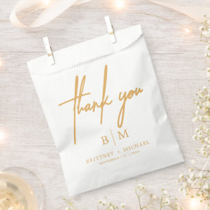 Sachets En Papier Merci minimal Mariage moutarde jaune