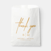 Sachets En Papier Merci minimal Mariage moutarde jaune (Devant)