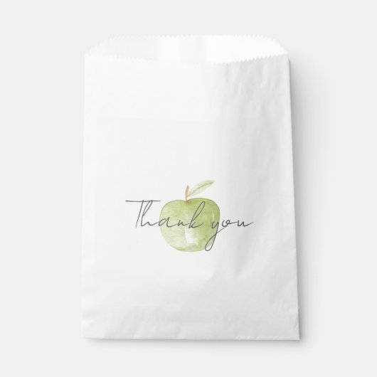 Sachets En Papier Merci moderne aquarelle vert pomme (Devant)