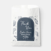Sachets En Papier Merci Navy Coquilles Marines Gribouillis (Devant)