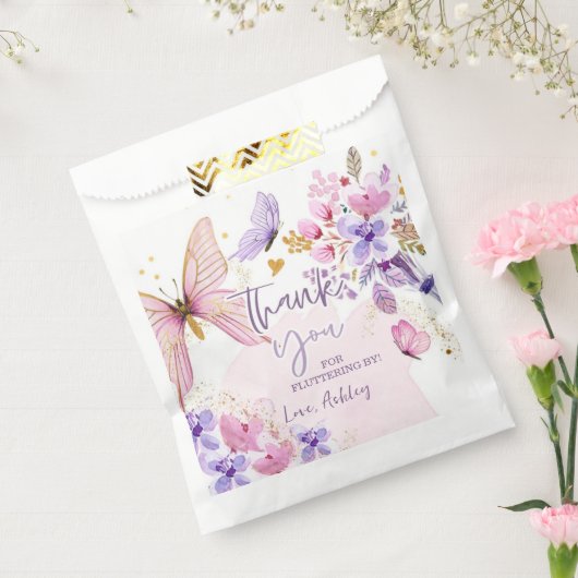 Sachets En Papier Merci Papillon Fluttering Par Fille Anniversaire (Scellé)