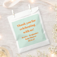 Sachets En Papier Merci personnalisé Baby shower orange à la menthe