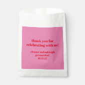 Sachets En Papier Merci personnalisé Mariage moderne rose gras (Devant)