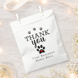 Sachets En Papier Merci personnalisé White Dog Paw