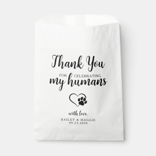 Sachets En Papier Merci Personnaliser Doggie Sac Chien Traite Mariag (Devant)