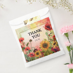 Sachets En Papier 🌻Merci Pétales Ensoleillés & Fleurs Écarlates