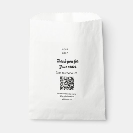 Sachets En Papier Merci pour la commande scan Évaluez notre logo d'e (Devant)