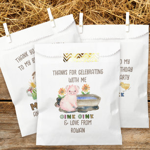 Sachets En Papier Merci pour l'Anniversaire de la ferme de cochon
