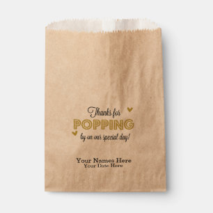 Sachets En Papier Merci pour Popping by, Gold Favors, Wedding Favors