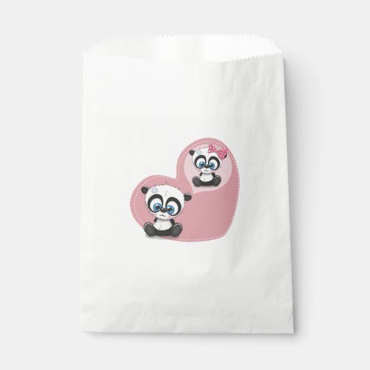Sachets En Papier Merci rose Panda Teddy Bear Mariage (Devant)