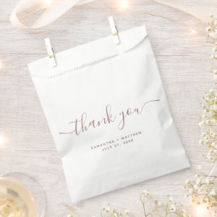 Sachets En Papier Merci rose poussiéreux simple Élégant Mariage de s