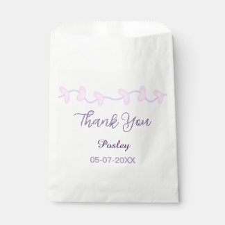 Sachets En Papier merci rose violet pastel mariage nom date lea