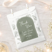 Sachets En Papier Merci Sage Green Seashells Doodles (Coupé)