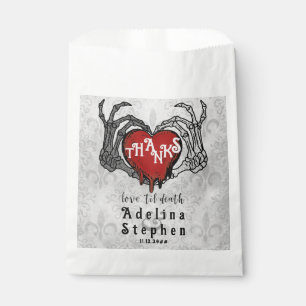 Sachets En Papier Merci Skeleton Hands Red Heart Halloween Mariage