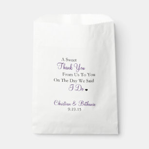 Sachets En Papier Merci sucré Personnalisé foncé violet Mariage