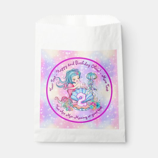 Sachets En Papier Mermaid 2e anniversaire Modifier Modifier le texte (Devant)