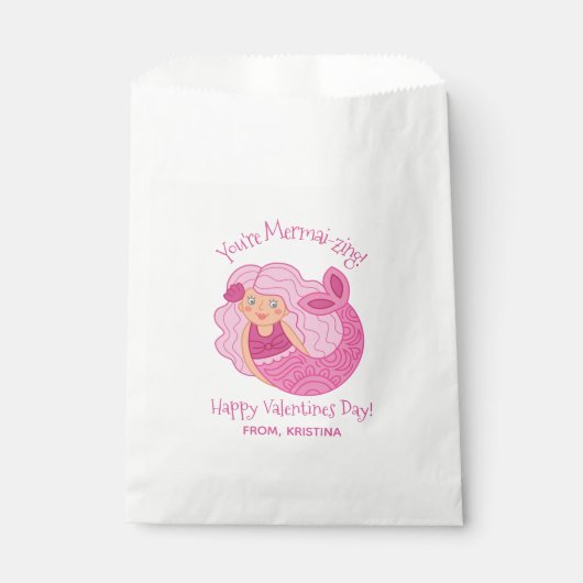 Sachets En Papier Mermaid Cute Kids Valentines Day (Devant)