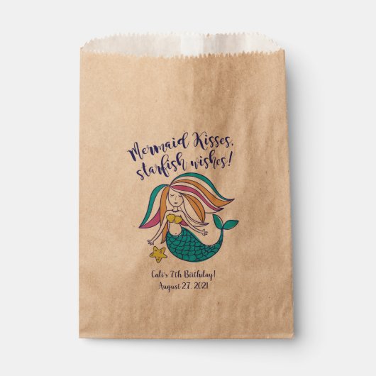 Sachets En Papier Mermaid Kisses Kraft Favoriser sac (Devant)
