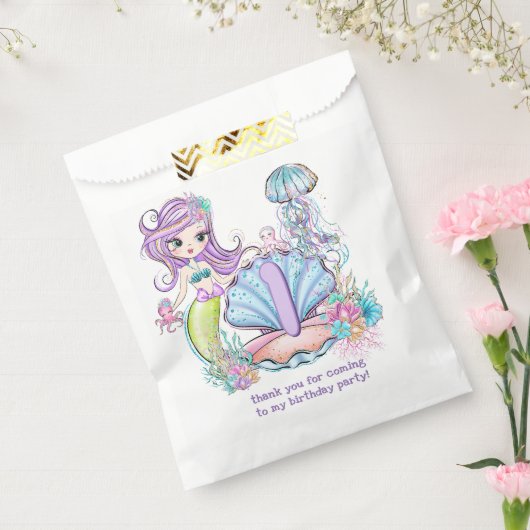 Sachets En Papier Mermaid Sea Life | Fête d'anniversaire avec âge pe (Scellé)