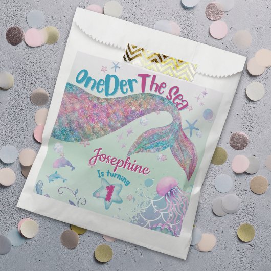 Sachets En Papier Mermaid watercolor first birthday