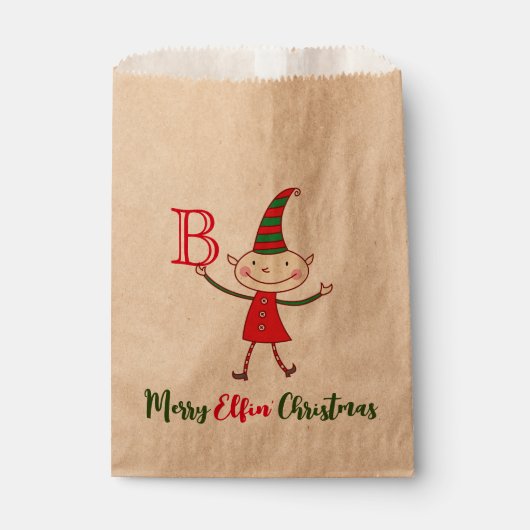 Sachets En Papier Merry Elfin Noël Monogramme Elf Funny Holiday (Devant)