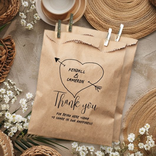 Sachets En Papier Message de Merci de sac Kraft Favoriser