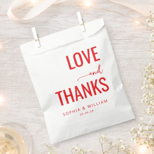 Sachets En Papier Message typographique d'amour rouge chaud (Coupé)