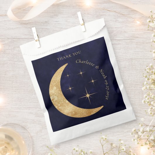 Sachets En Papier Midnight Blue Celestial Gold Moon Stars Mariage (Coupé)