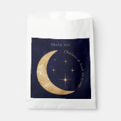 Sachets En Papier Midnight Blue Celestial Gold Moon Stars Mariage (Devant)