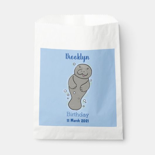 Sachets En Papier Mignonne manatée bébé avec bulles illustration (Devant)