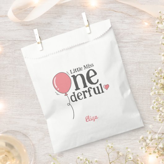 Sachets En Papier Mignonne Miss Onederday Premier Anniversaire rose (Coupé)